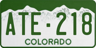 CO license plate ATE218