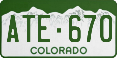CO license plate ATE670