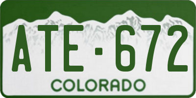 CO license plate ATE672