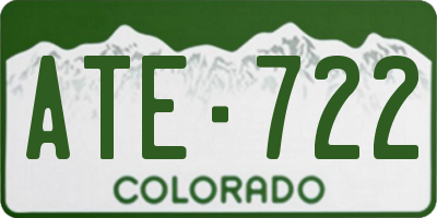 CO license plate ATE722