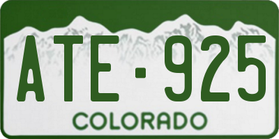 CO license plate ATE925