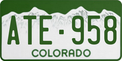 CO license plate ATE958