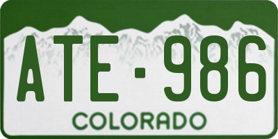 CO license plate ATE986
