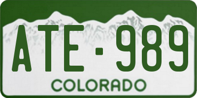 CO license plate ATE989