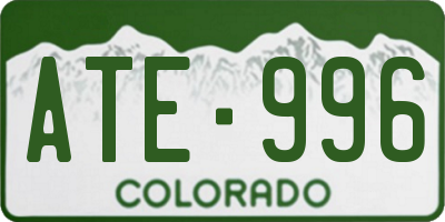 CO license plate ATE996