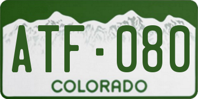 CO license plate ATF080