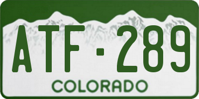CO license plate ATF289