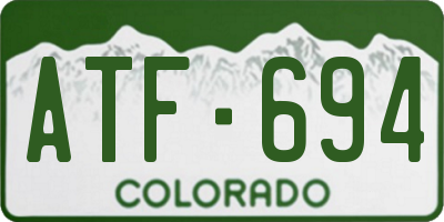 CO license plate ATF694