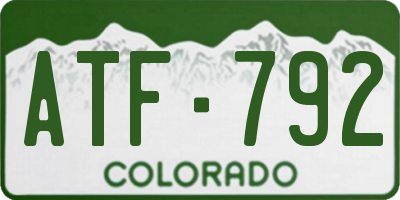 CO license plate ATF792
