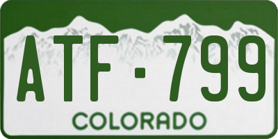 CO license plate ATF799