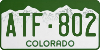 CO license plate ATF802