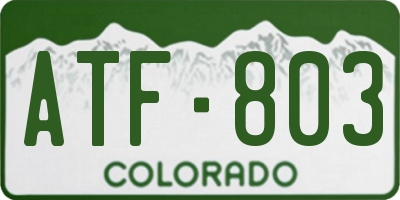 CO license plate ATF803