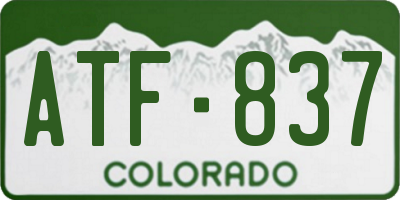 CO license plate ATF837