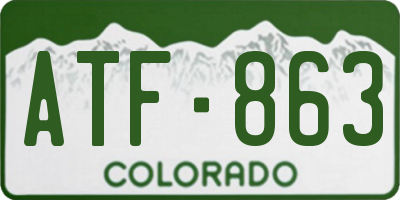 CO license plate ATF863