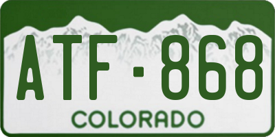 CO license plate ATF868
