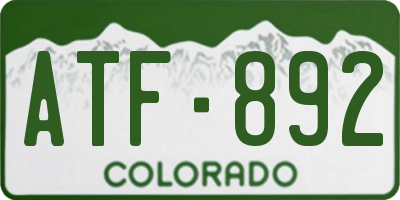 CO license plate ATF892