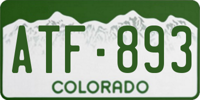 CO license plate ATF893