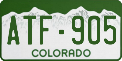 CO license plate ATF905
