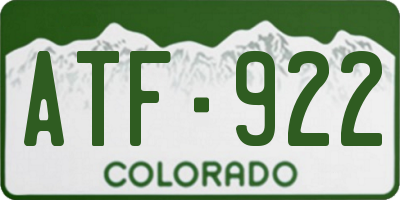 CO license plate ATF922