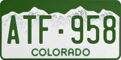 CO license plate ATF958