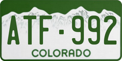 CO license plate ATF992