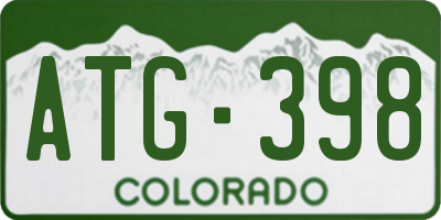 CO license plate ATG398