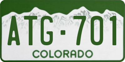CO license plate ATG701
