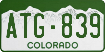 CO license plate ATG839