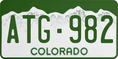 CO license plate ATG982