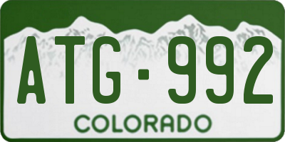 CO license plate ATG992