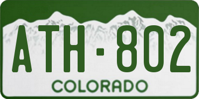 CO license plate ATH802