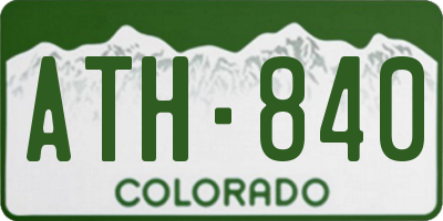 CO license plate ATH840