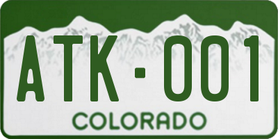 CO license plate ATK001