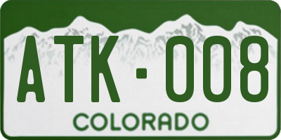 CO license plate ATK008