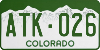 CO license plate ATK026