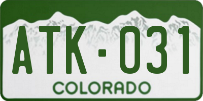 CO license plate ATK031