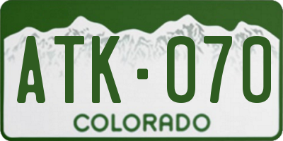 CO license plate ATK070
