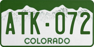 CO license plate ATK072