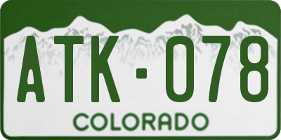 CO license plate ATK078
