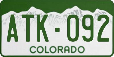 CO license plate ATK092