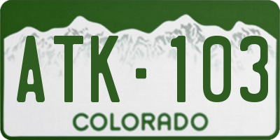 CO license plate ATK103