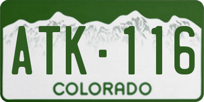 CO license plate ATK116