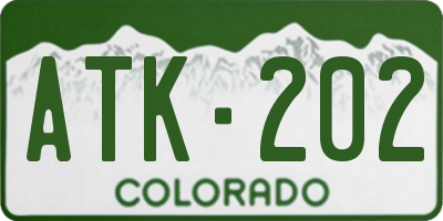 CO license plate ATK202
