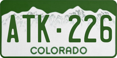 CO license plate ATK226