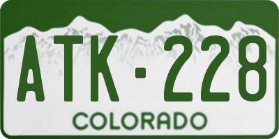 CO license plate ATK228