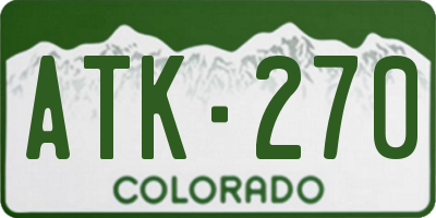 CO license plate ATK270