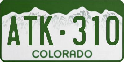 CO license plate ATK310