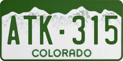 CO license plate ATK315