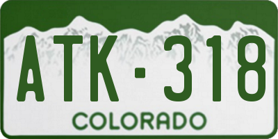 CO license plate ATK318