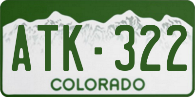 CO license plate ATK322